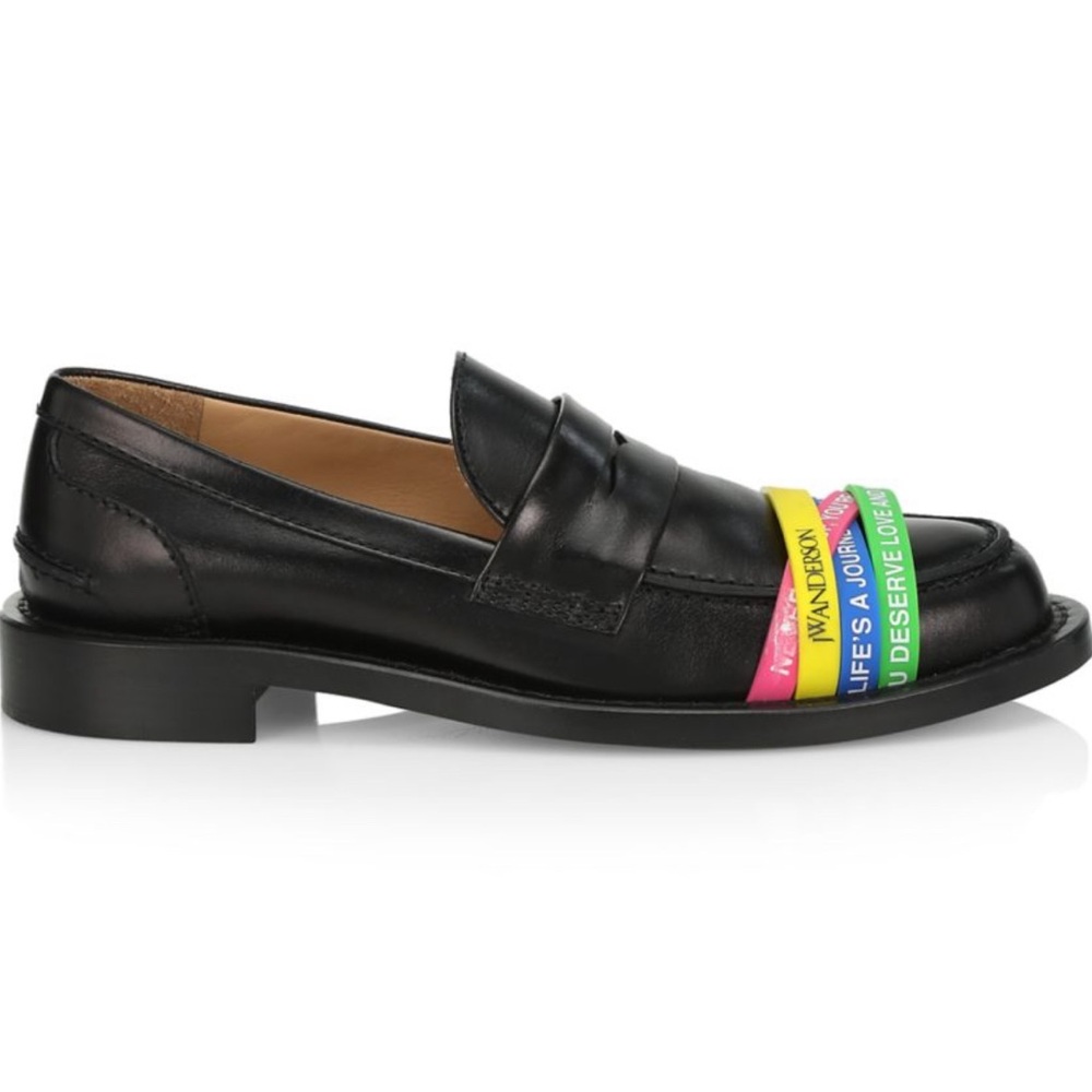JW Anderson Elastic Leather Penny Loafer In Black Size IT 38.5 New
